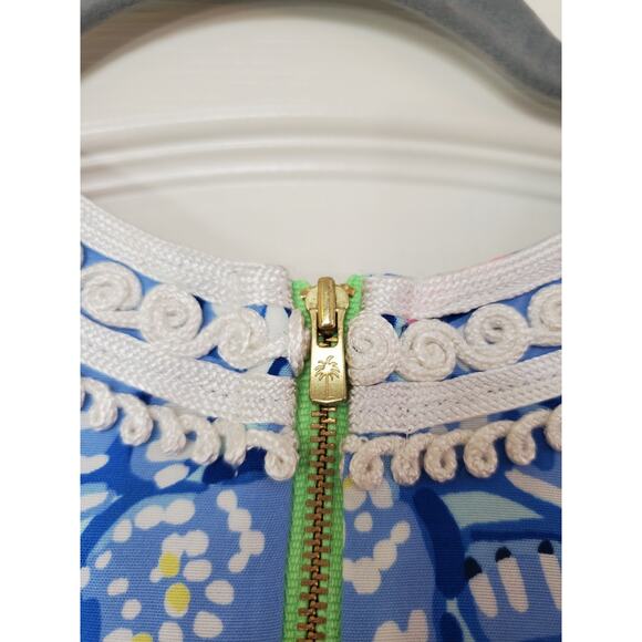 Lilly Pulitzer Carlotta Blue Peri Pinch Corded Lace Shift Midi Dress, Size 2 - Picture 9 of 12